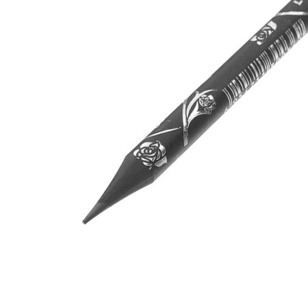 Chernographic pencil, with an eraser, hardness of HB, black body, round with a pattern, sharpened-2