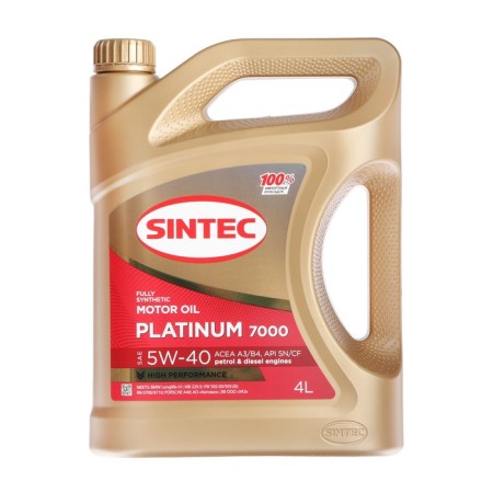 Motor oil sintec Platinum 7000 5W-40, SN/CF, synthetic, 801941/600139, 4 liters