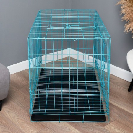 A cage with a hatch for dogs and cats, 100 x 60 x 70 cm, blue-1