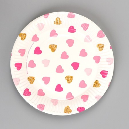 Disposable paper plate "Hearts"-1