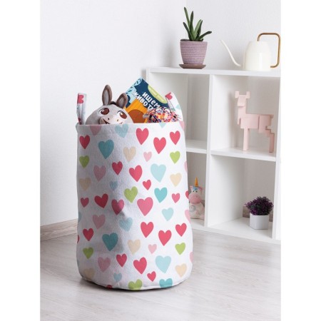 Basket for toys "Multi -colored hearts, size 35x50 cm