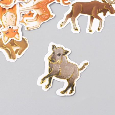 Stickers for creativity "Forest animals" embossing gold set 48 pcs 9x7x0.8 cm-3