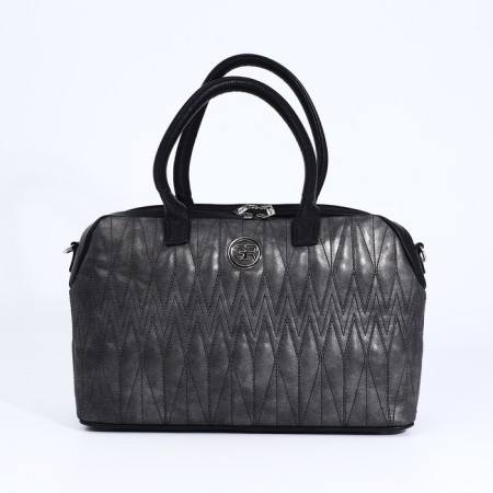 Sakvyazh Bag "Golden Rain" with lightning, external pocket, long belt, dark gray color