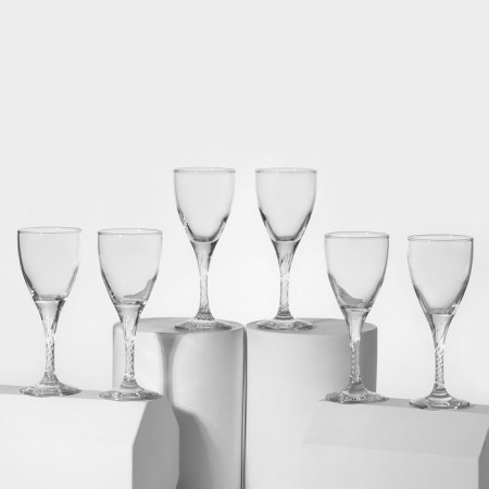 Set of glass glasses "Twist", 180 ml, 6 pcs