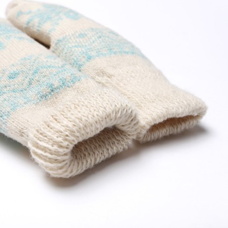 Women's woolen mittens "snowflake", white color, size 20-22-2