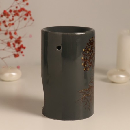 Aroma lamp ceramics "Focus for itself" gray with gold 7.2x7.2x11.6 cm-3