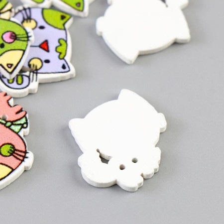A set of buttons of decorative wood "Cute kitten" set 15 pcs mix 2x2.1 cm-2