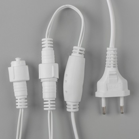 Garland "fringe" 3 × 0.6 m, IP44, UMS, white thread, 160 LED, red glow, white flicker, 220 V-4