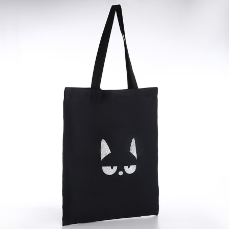 Bag Schoper "Cat", 35*0.5*40, print with sparkles, without lining, black-2