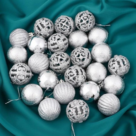 Set of balls plastic D-4 cm, 35 pcs "Eide dayshail" silver