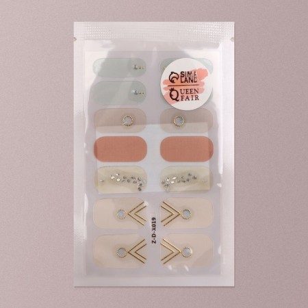 Flood strips for manicure, 14 pcs, beige/pink/blue color-5