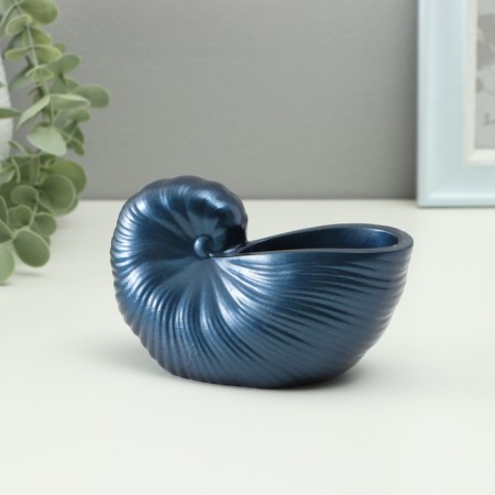 Gypsum vase decorative table "shell", for flowers, dried flowers, 8 × 13x7cm, dark blue-1