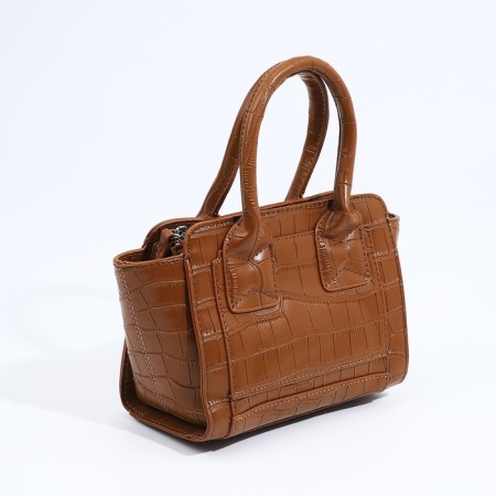 Bag Women's Tout with zipper, brown color-1