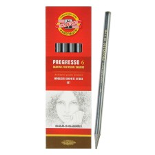 A set of pencils of whole-scores of different hardness of 6 pieces, Koh-I-Noor Progresso 8915, 8b-Hb, cardboard