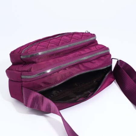 Cross-Bodi Bag with zipper, external pocket, purple color-4