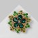 Brooch "Flower" with openwork petals, the color is rainbow green in matte gold