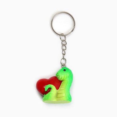 New Year's keychain for keys, voluminous "New Year: Snake with Heart" 3.5 x 8.2 cm-4