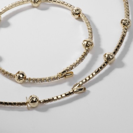 Set 2 objects "necklace, bracelet" Noel, beads No. 6, white color in gold-1