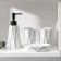 Loko bathroom set, 4 items (a 280 ml soap dispenser, soap dish, 2 cups 250 ml), white color