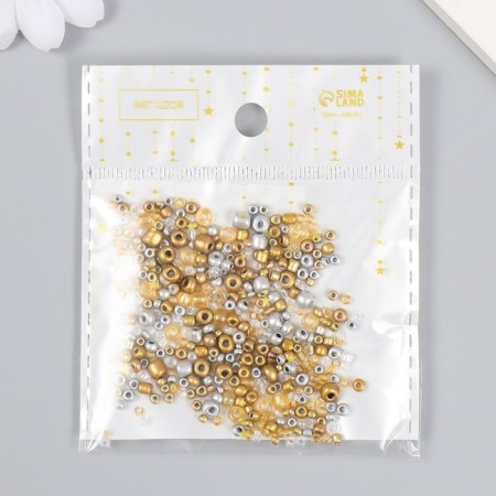 Glass beads 6/0-15/0 "Assorted gold and silver" d = 1.5-4 mm, nr 10g-3