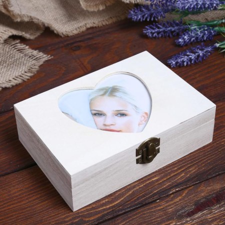 Casket for painting with a photo frame "Heart" mix 16.5x11.7x5 cm