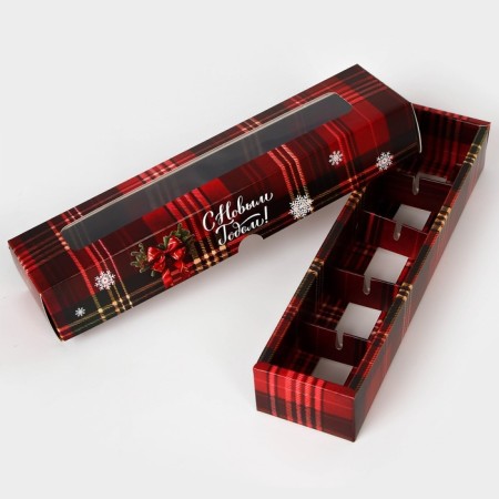 New Year. Box under 5 sweets "Fulfilling desires", 21x5x3.3 cm, confectionery packaging-4