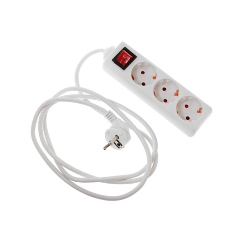Extension cord Luazon Lighting, 3 sockets, 1.8 m, 10 A, 2200 W, 3x0.75 mm2, s/c, with excavation, b-1