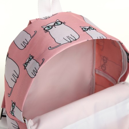 School backpack on lightning, external pocket, pink color-3
