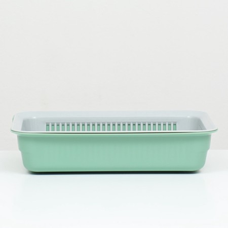 Tray with a grid No. 3, 34 x 25.5 x 7 cm, gray/olive-2