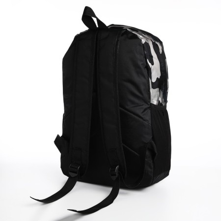 Youth backpack from textiles, 3 pockets, gray color-3