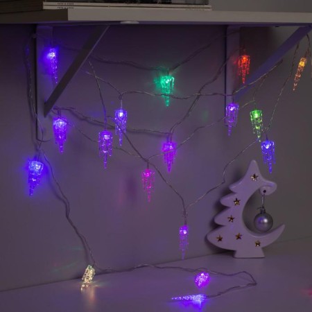 Garland “thread” 5 m with nozzles “ice”, IP20, transparent thread, 20 LED, glow of multi (RG/RB), flashing, 220 V-2