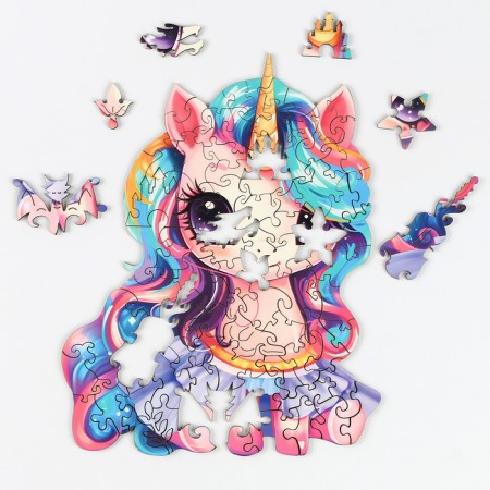 Puzzles wooden figured children's “Fabulous unicorn”, 75 elements-7