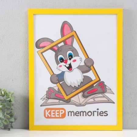 Photo frame MDF 30x40 cm, No. 6, width. 18 mm, thickness. 12 mm, yellow (plastic screen)-1