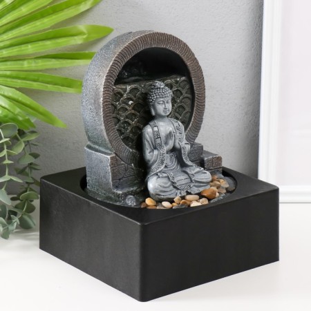 The desktop fountain from the network, backlight "Mediting Buddha" gray 18x18x24 cm-1
