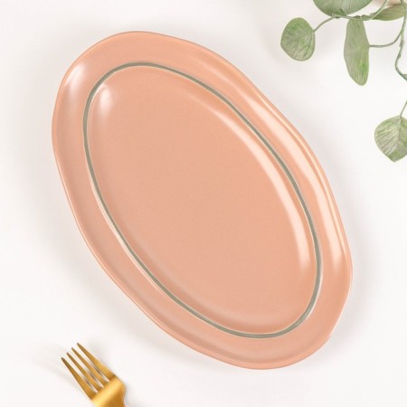 Ceramic oval "Cream", 30 × 19 cm, pink color
