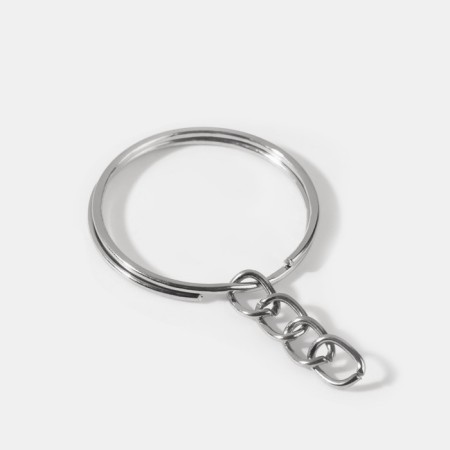The base for the key fob, with a chain, d = 25 mm, 10 pcs, silver color-1
