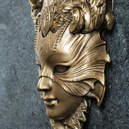 Panel "Mask" 28x14x5 cm, bronze with gilding-2