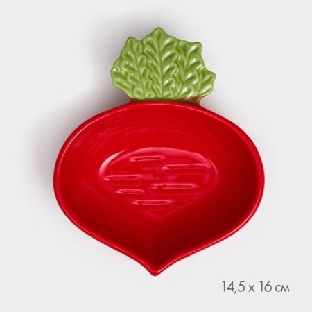 Ceramic “radish” plate, deep, red, 16 cm, 1 variety, Iran-1