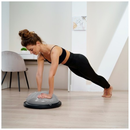 Half -sphere bosu gymnastic, massage, with a pump, 46x20 cm, color gray color-13