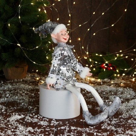 New Year's Jester "in a brilliant suit" 40 cm, silver-1