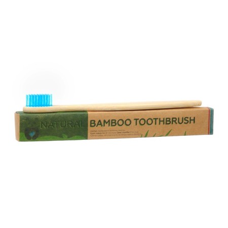 Bamboo denture hard in the box, blue