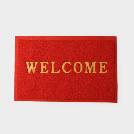 Welcome Hard fifth rug with edging, 38 × 58 cm, red color-3