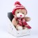 Soft toy "Little Friend", New Year's bear in a hat and scarf, pink color