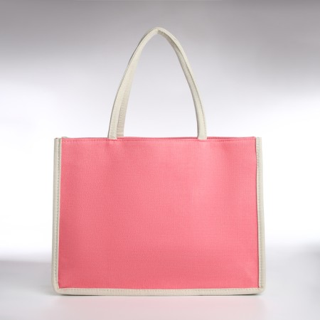 Beach bag without fastening, milk/pink color-1