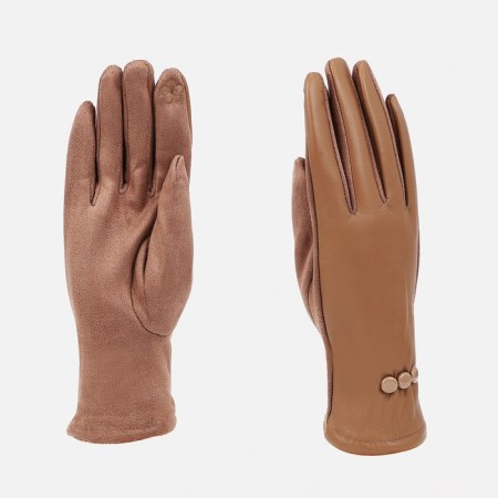 Gloves are female, dimensionless, without insulation, beige color