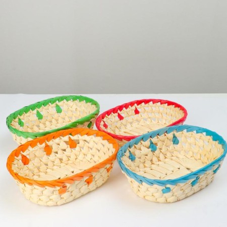 Wicker bowl, 24x17x7.5, palm sheet, mix