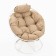 Armchair "Papasan" mini, with beige pillow, white frame, 81x68x77cm