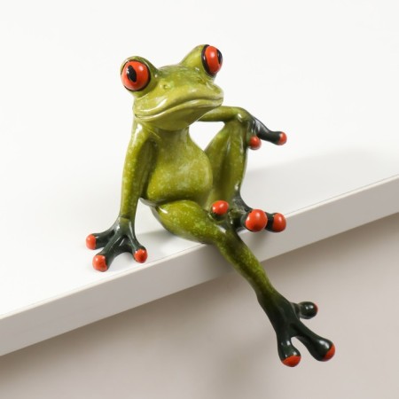 Souvenir Polystone varnish on the frog's shelf sits 14.8x9.5x5.5 cm-1