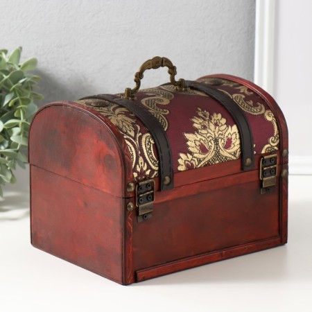 Casket chest "Chinese cucumbers on red" 20x15x15.5 cm-3