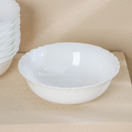 Set of salad bowls Luminarc Cadix, 550 ml, D = 16 cm, glass -ceramic, 8 pcs, white color-1